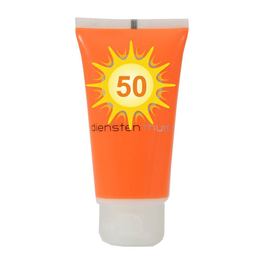 Personalised sun cream tube 50 ml with sun protection factor 50